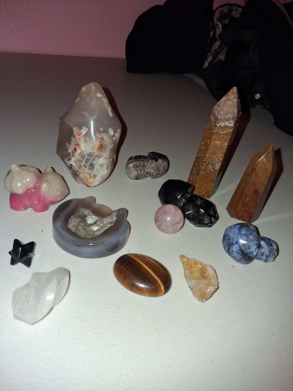 Large Crystal Collection Lot - 14pc Natural Stone Set | Agate Flame, Towers